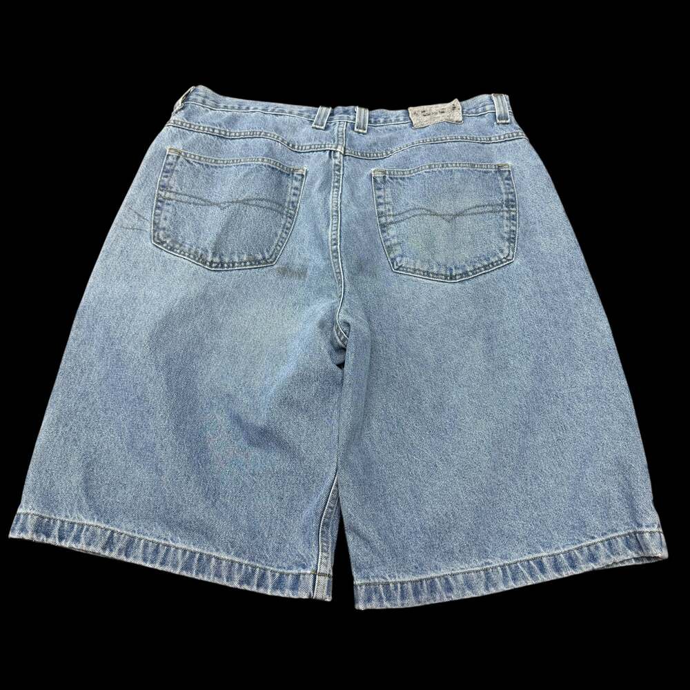 Vintage Encrypted Baggy Denim Jorts Streetwear Skate Shorts Size 32